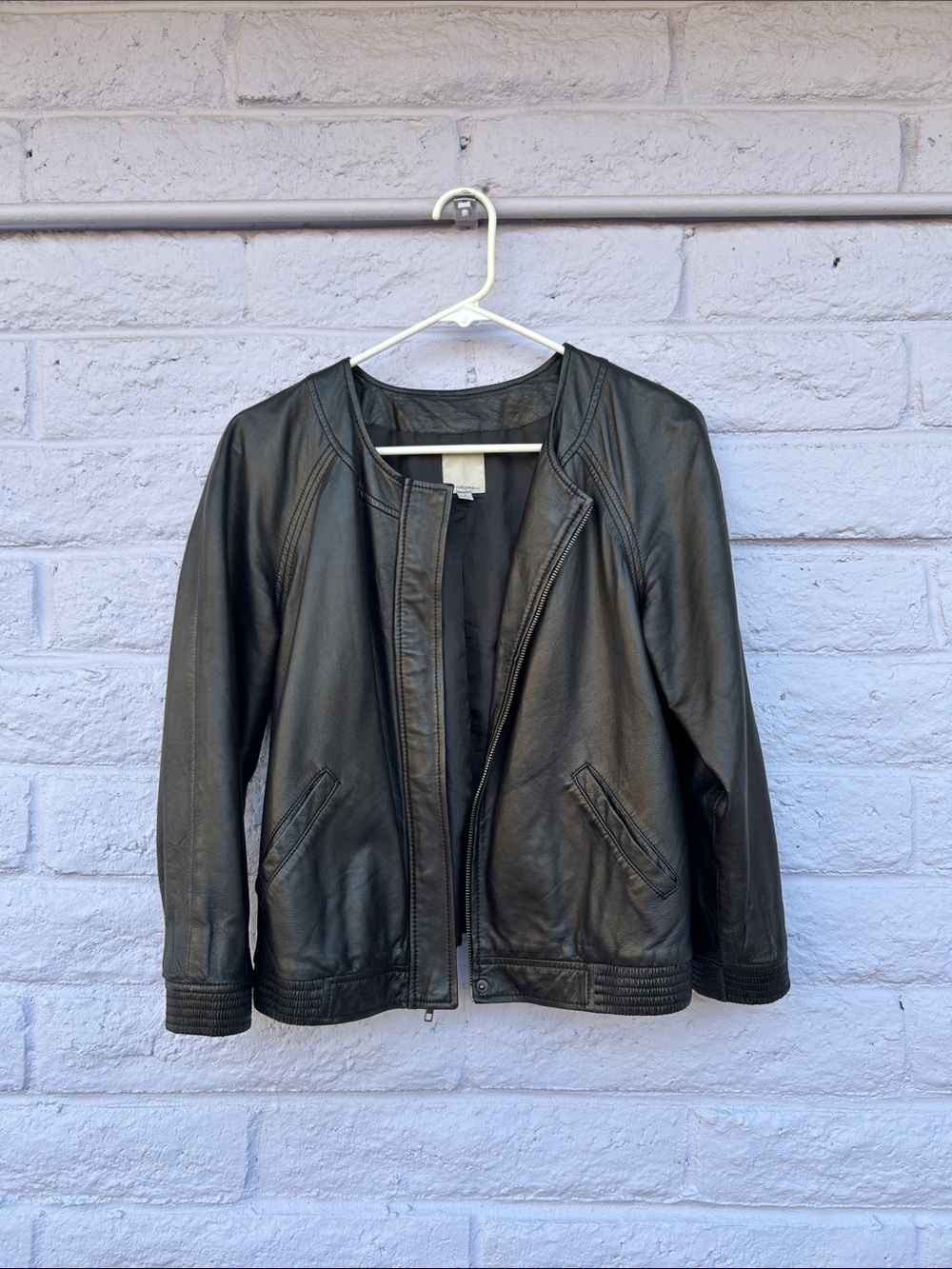Halogen Black Leather Moto Jacket